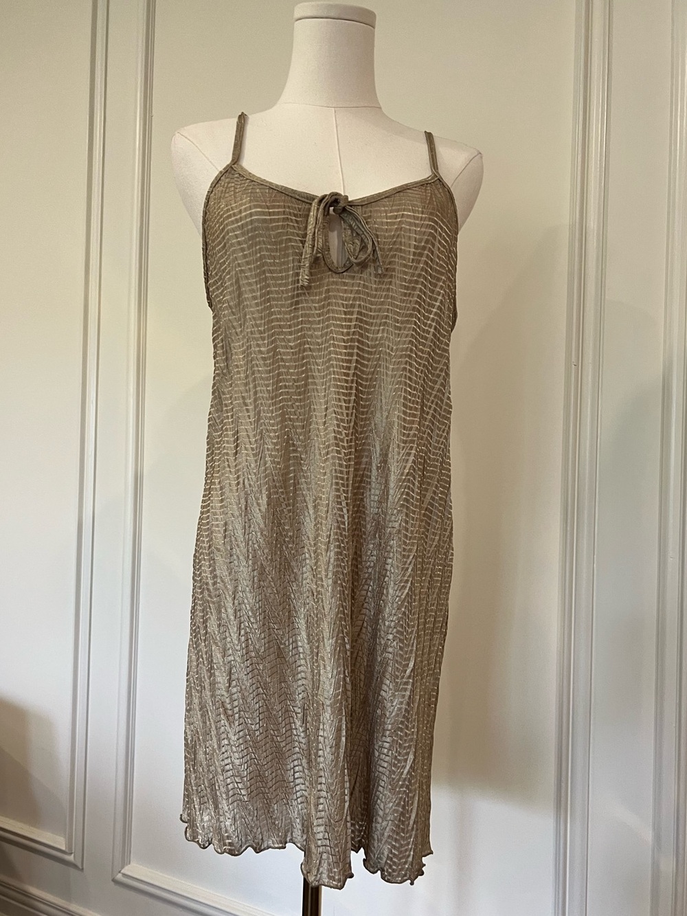 VTG Champagne Gold Metallic Slip Dress 
 size M, made in Canada‎ 🇨🇦 🍾